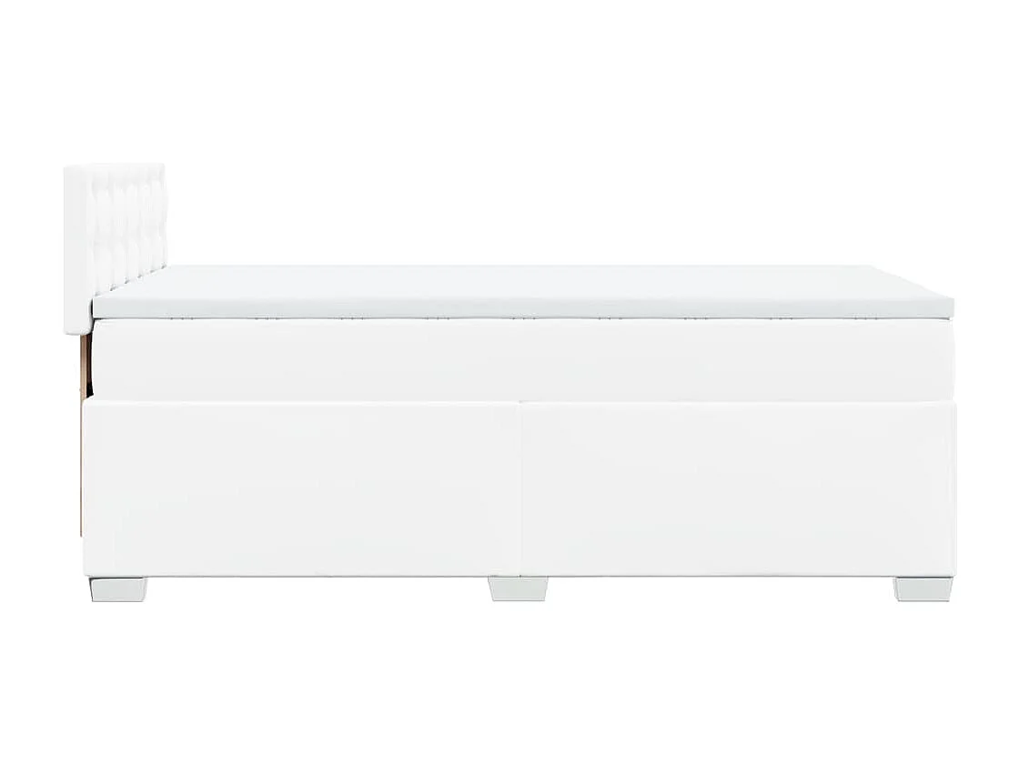 Sommier à lattes de lit avec matelas Blanc 90x200 cm Similicuir