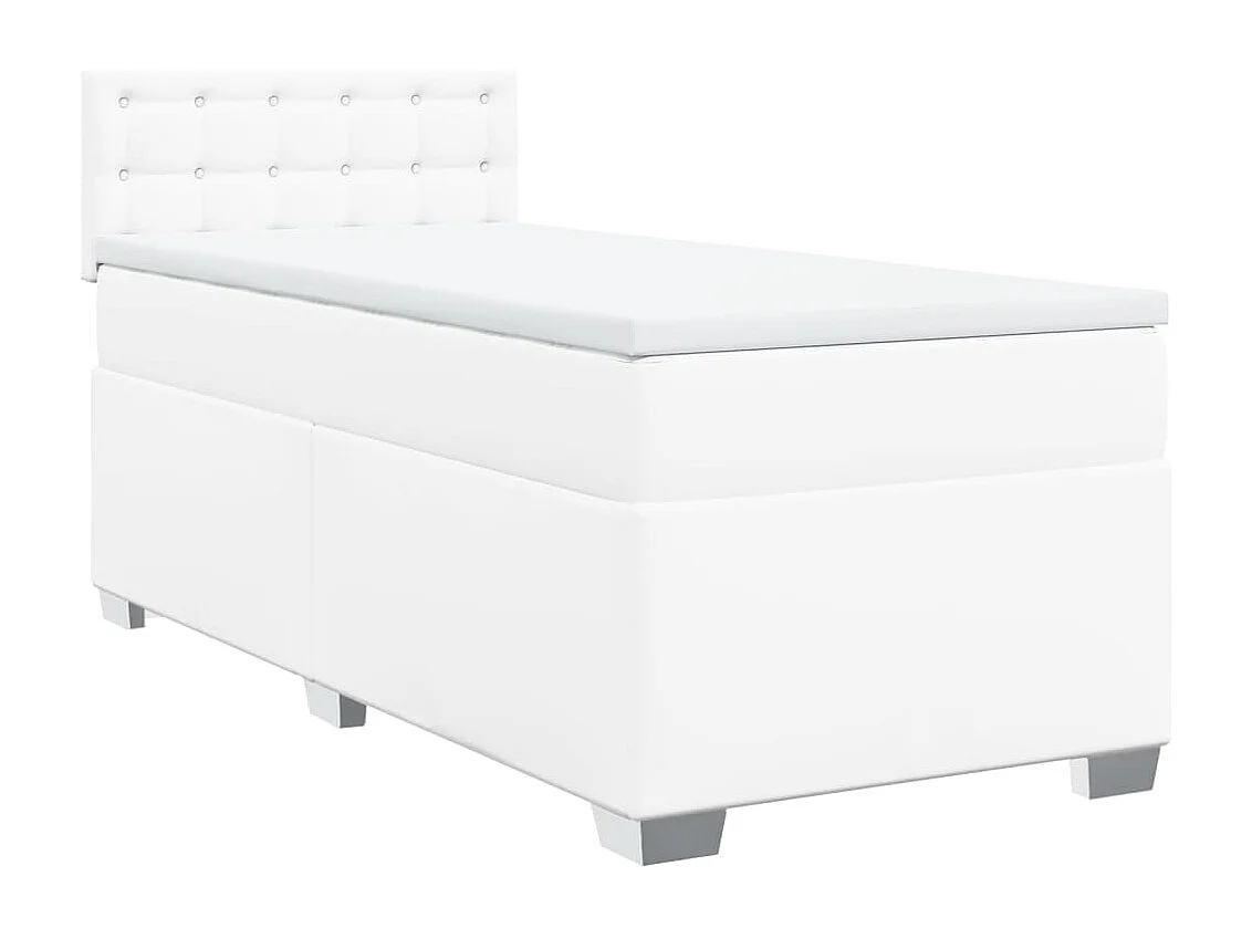 Sommier à lattes de lit avec matelas Blanc 90x200 cm Similicuir