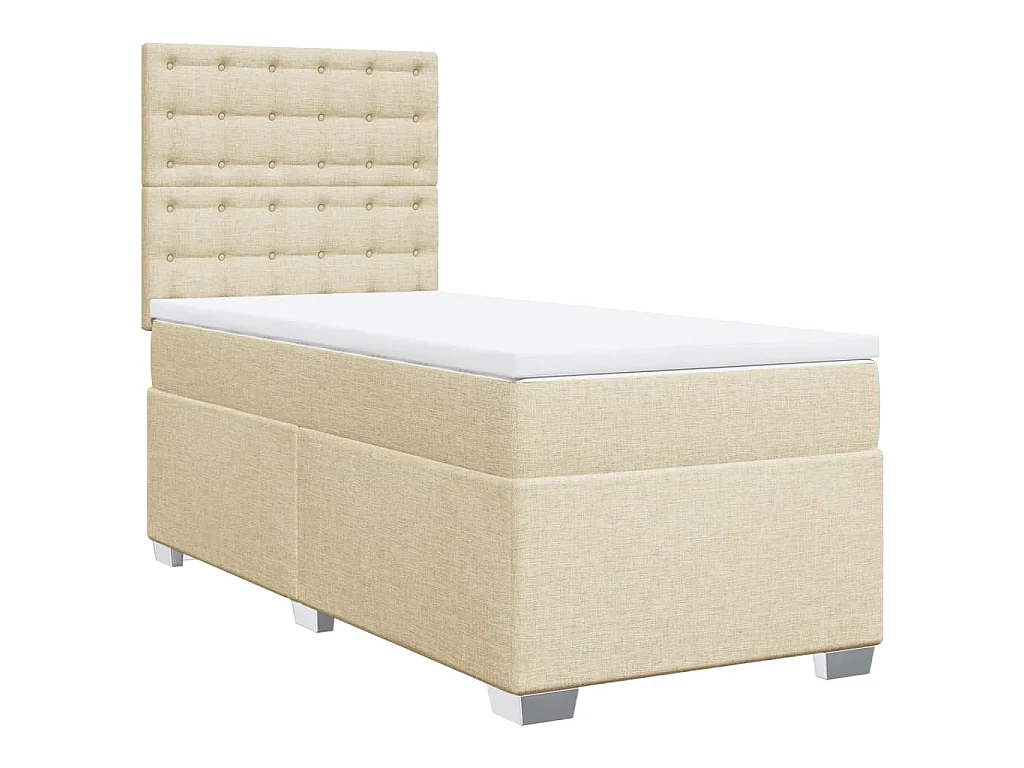 Boxspring met matras stof crèmekleurig 100x200 cm