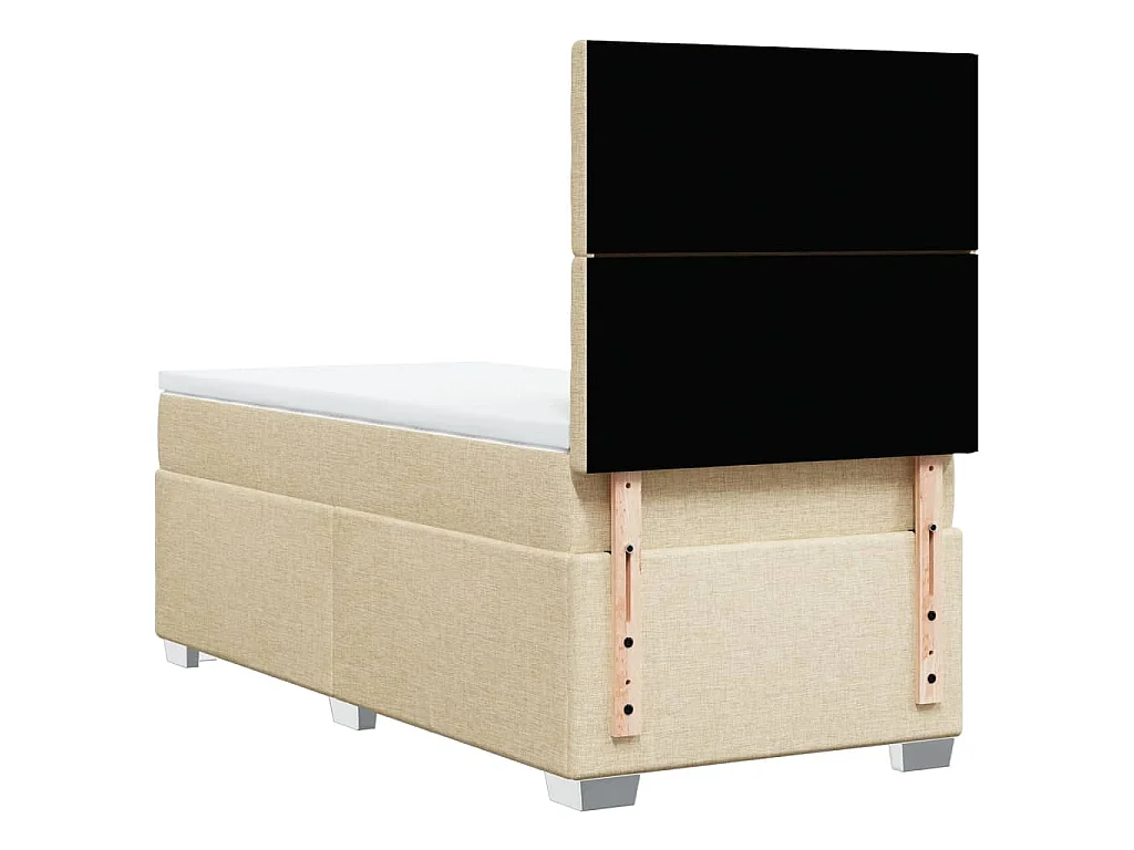Boxspring met matras stof crèmekleurig 100x200 cm