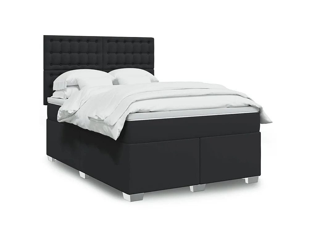 Giroletto a Molle con Materasso Nero 160x200 cm in Similpelle