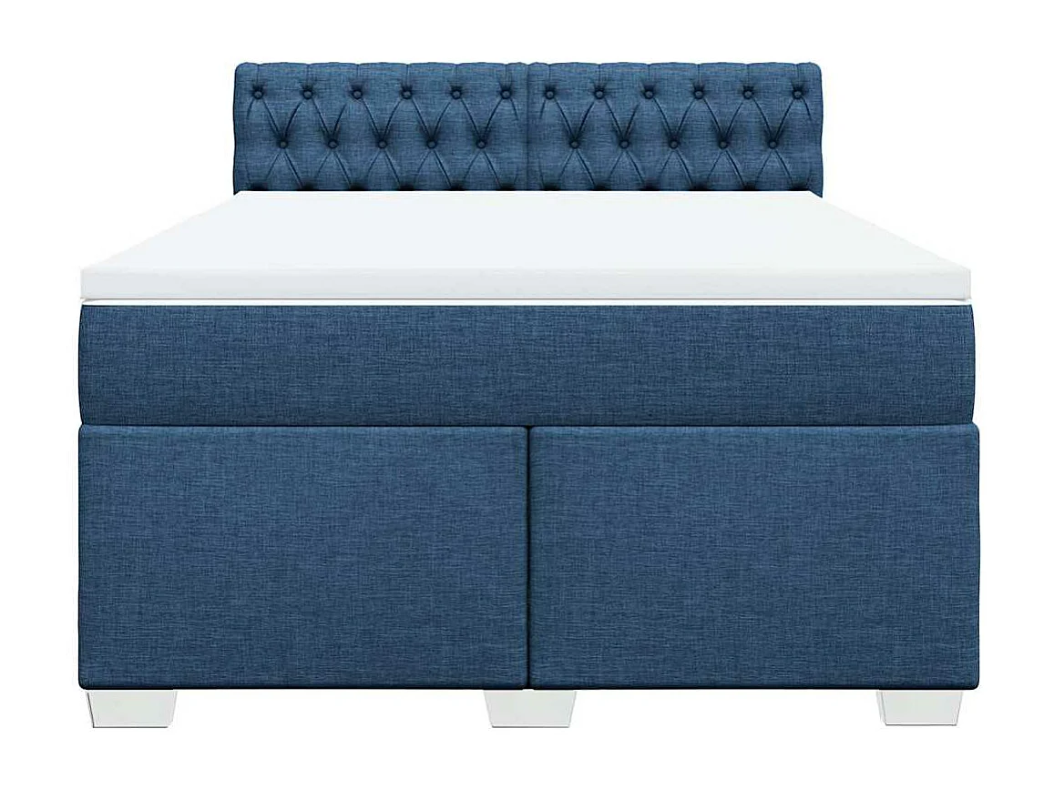 Sommier à lattes de lit avec matelas Bleu 140x190 cm Tissu