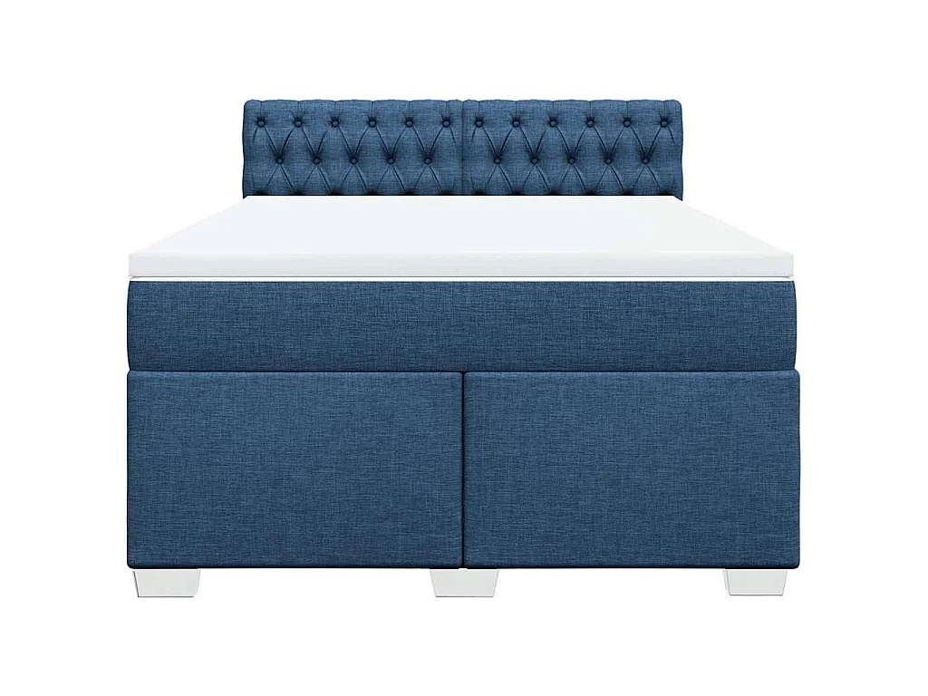 Sommier à lattes de lit avec matelas Bleu 140x190 cm Tissu