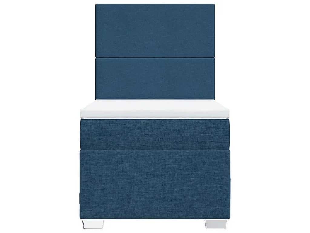 Cama box spring con colchón tela azul 80x200 cm