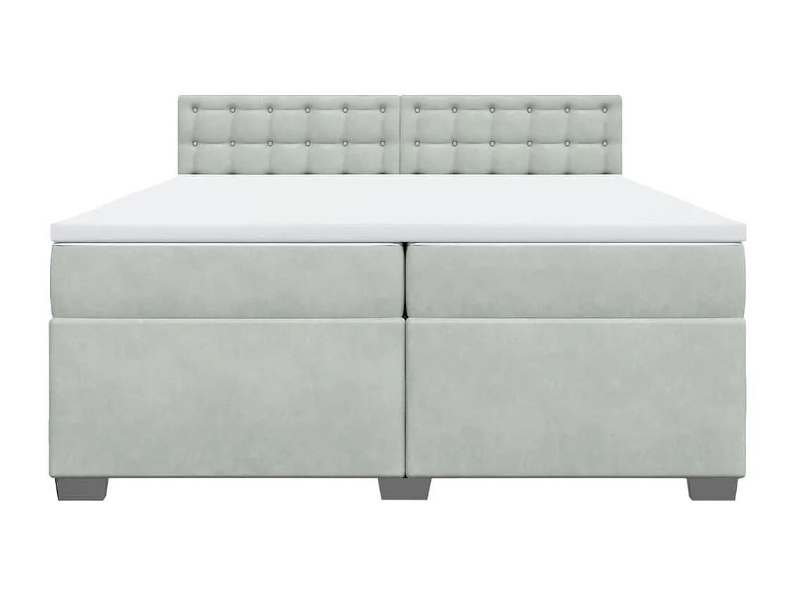 Sommier à lattes de lit et matelas Gris clair 200x200cm Velours