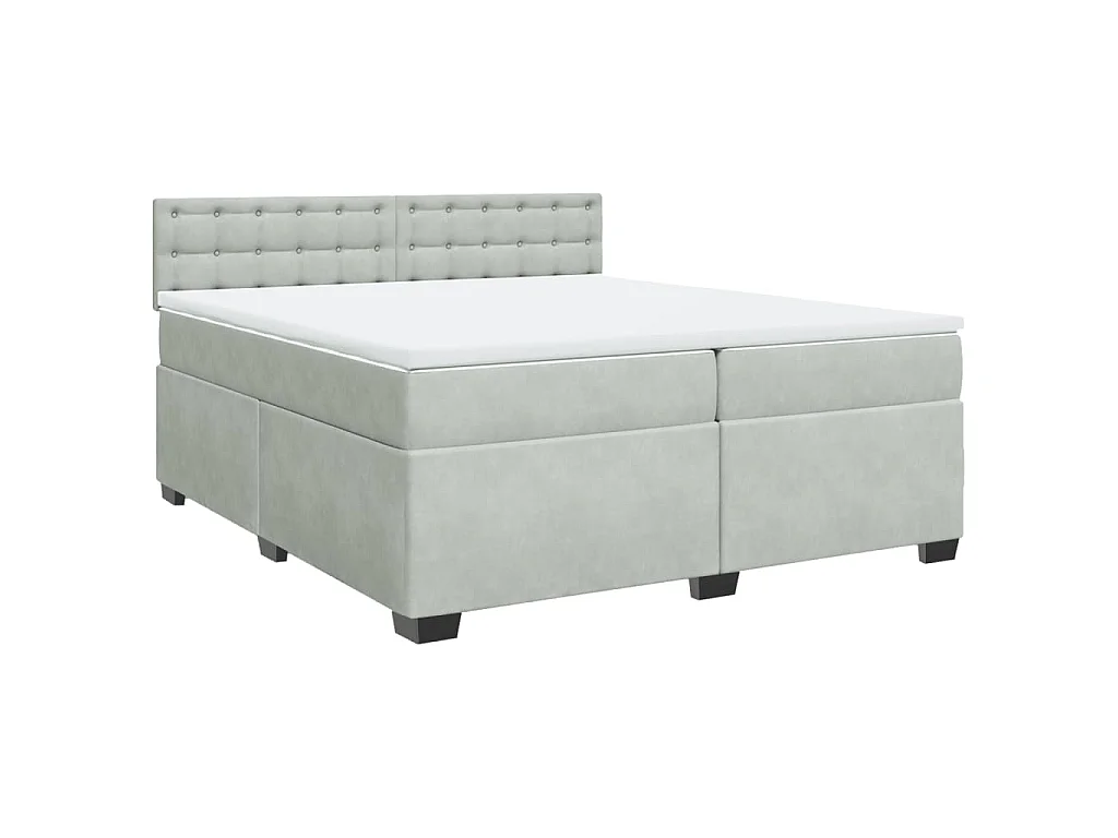 Cama box spring con colchón terciopelo gris claro 200x200 cm