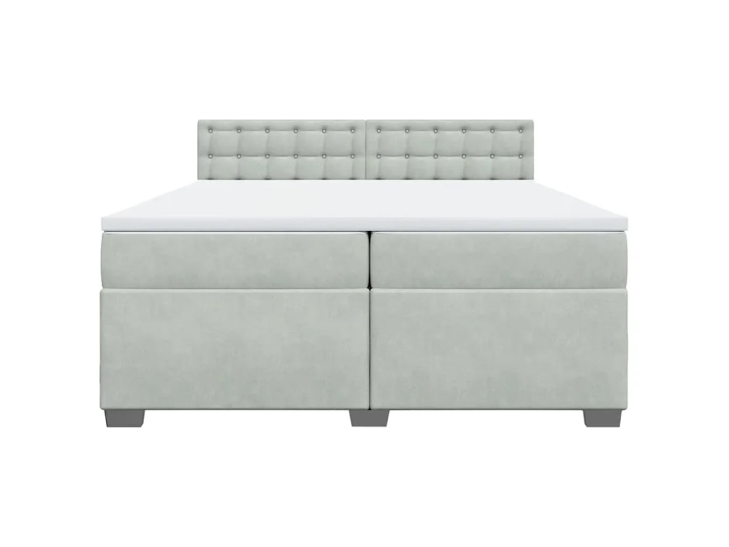 Cama box spring con colchón terciopelo gris claro 200x200 cm