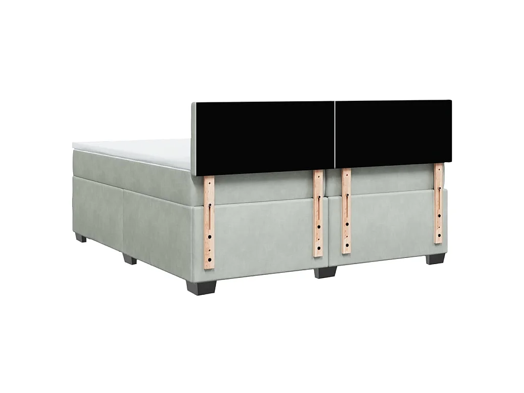 Cama box spring con colchón terciopelo gris claro 200x200 cm