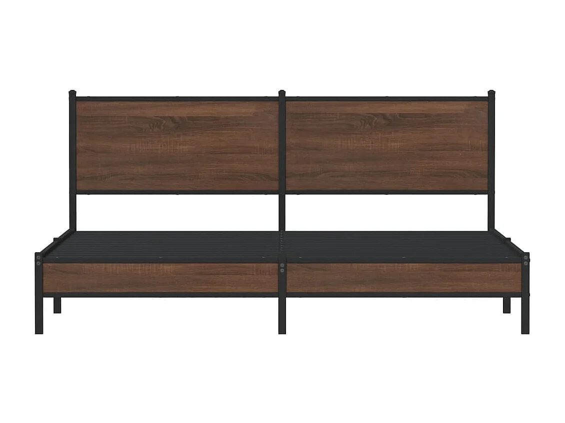 Metallbett ohne Matratze Braun Eichen-Optik 160x200 cm