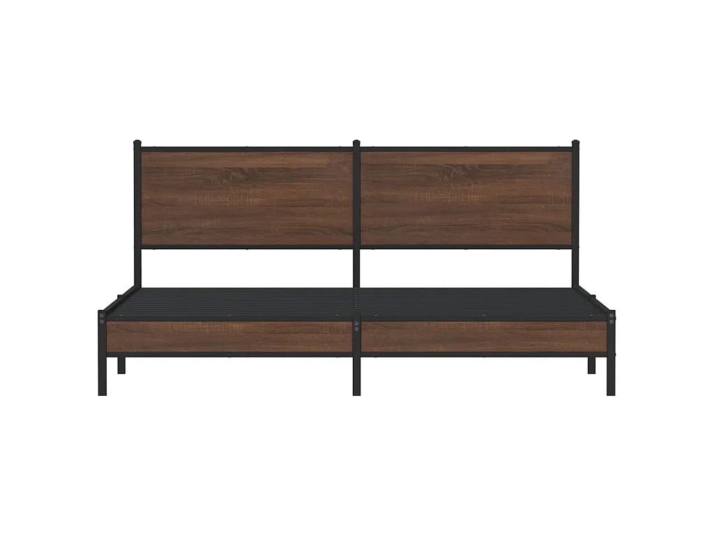 Metallbett ohne Matratze Braun Eichen-Optik 160x200 cm