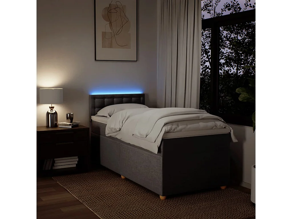 Sommier à lattes de lit avec matelas Taupe 90x200 cm Tissu