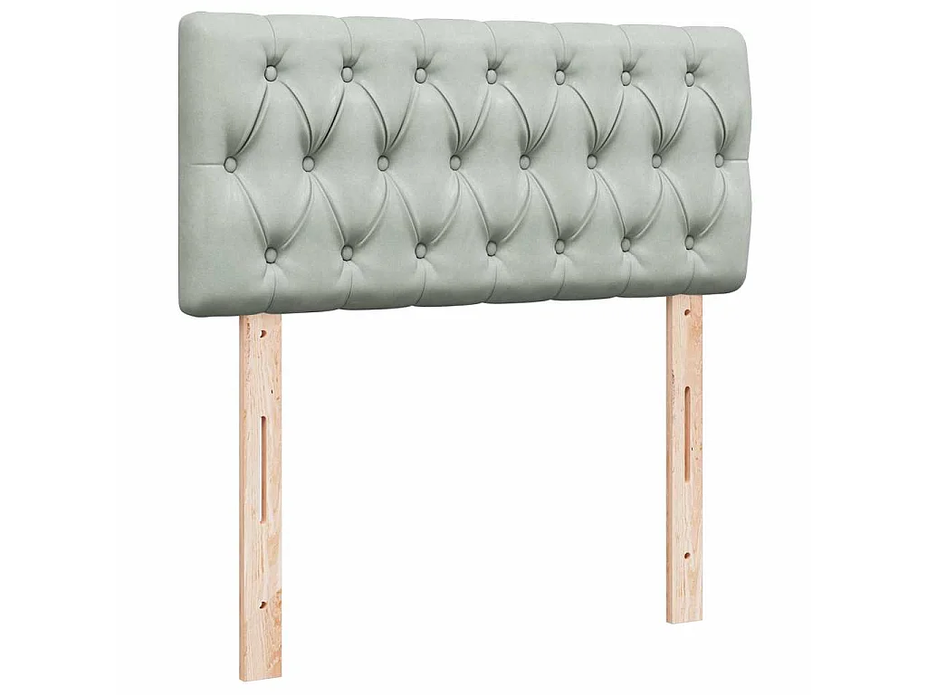Cama box spring con colchón terciopelo gris claro 100x200 cm