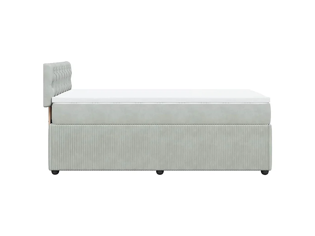 Cama box spring con colchón terciopelo gris claro 100x200 cm