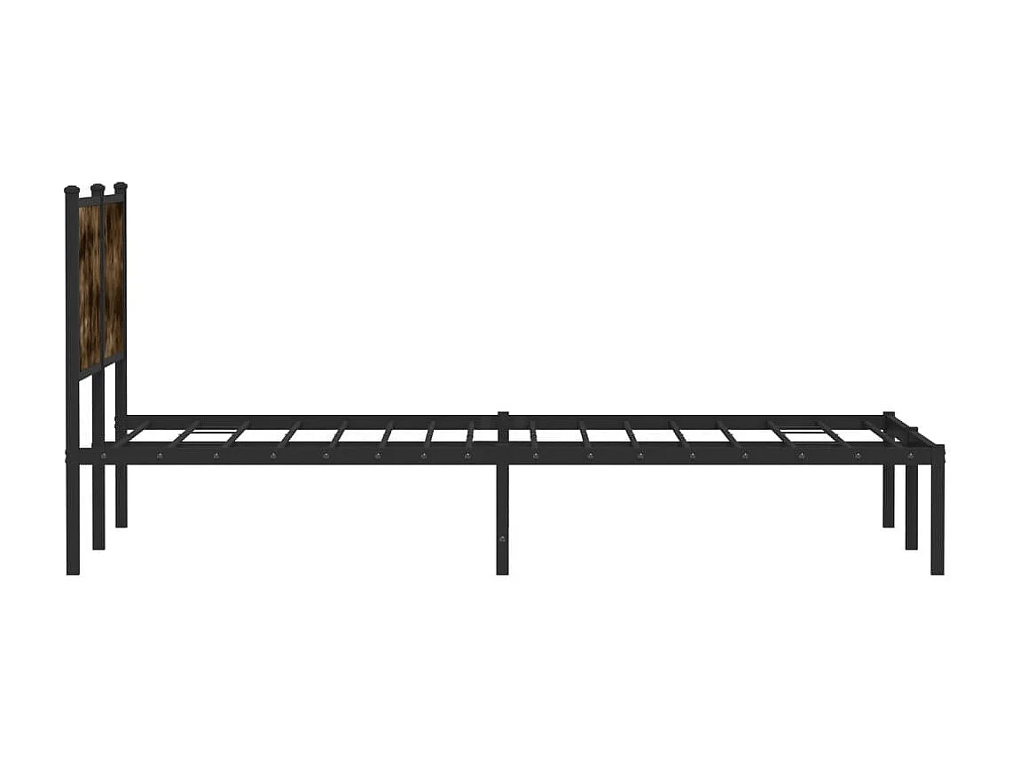 Cadre de lit en métal sans matelas chêne fumé 150x200 cm