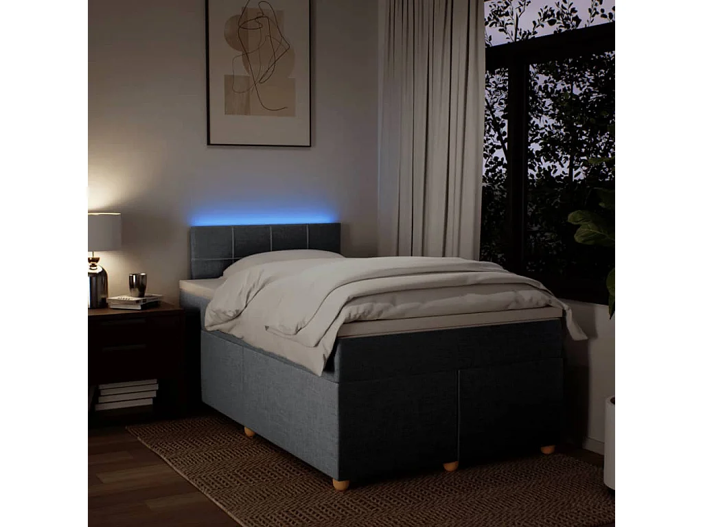 Boxspring met matras stof lichtgrijs 120x200 cm