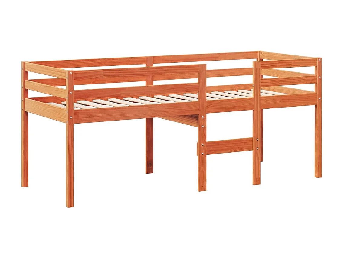 Letto a Soppalco con Tetto Cera 80x200 cm in Legno di Pino