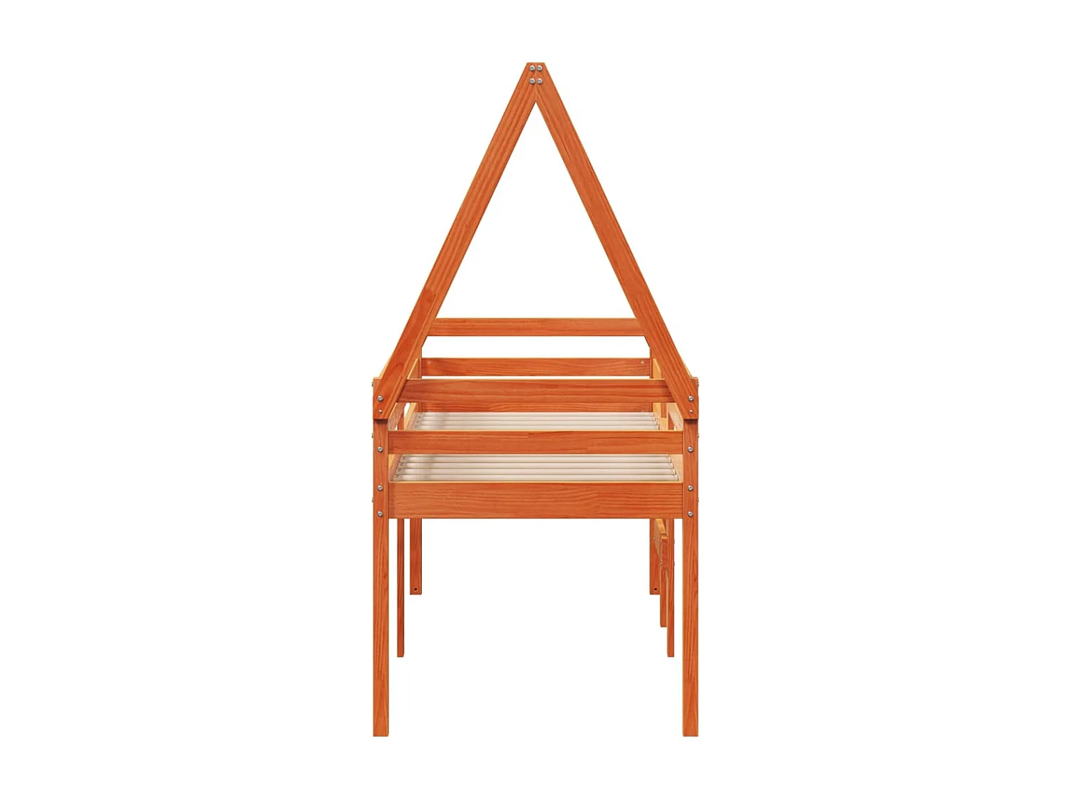 Letto a Soppalco con Tetto Cera 80x200 cm in Legno di Pino