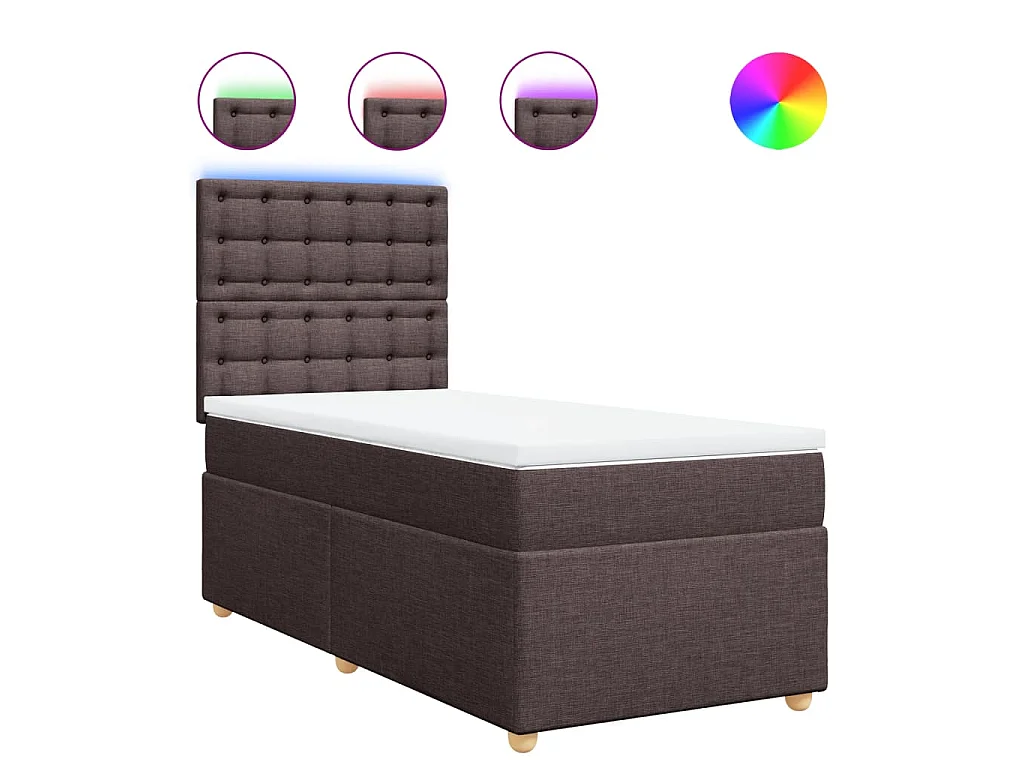 Boxspring met matras stof donkerbruin 80x200 cm