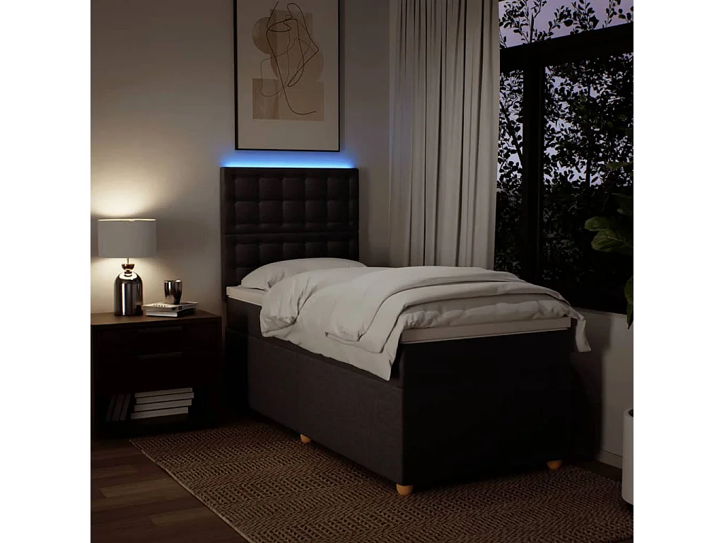 Boxspring met matras stof donkerbruin 80x200 cm