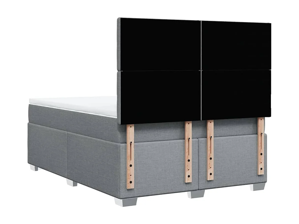 Cama box spring con colchón tela gris claro 140x190 cm