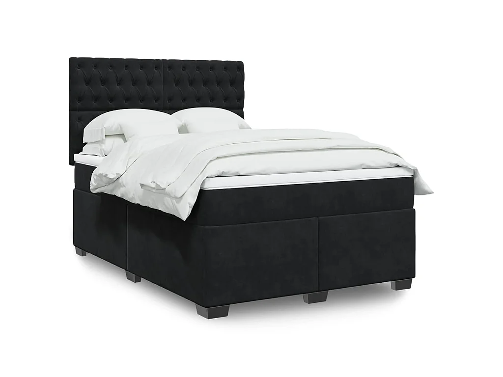 Giroletto a Molle con Materasso Nero 160x200 cm in Velluto