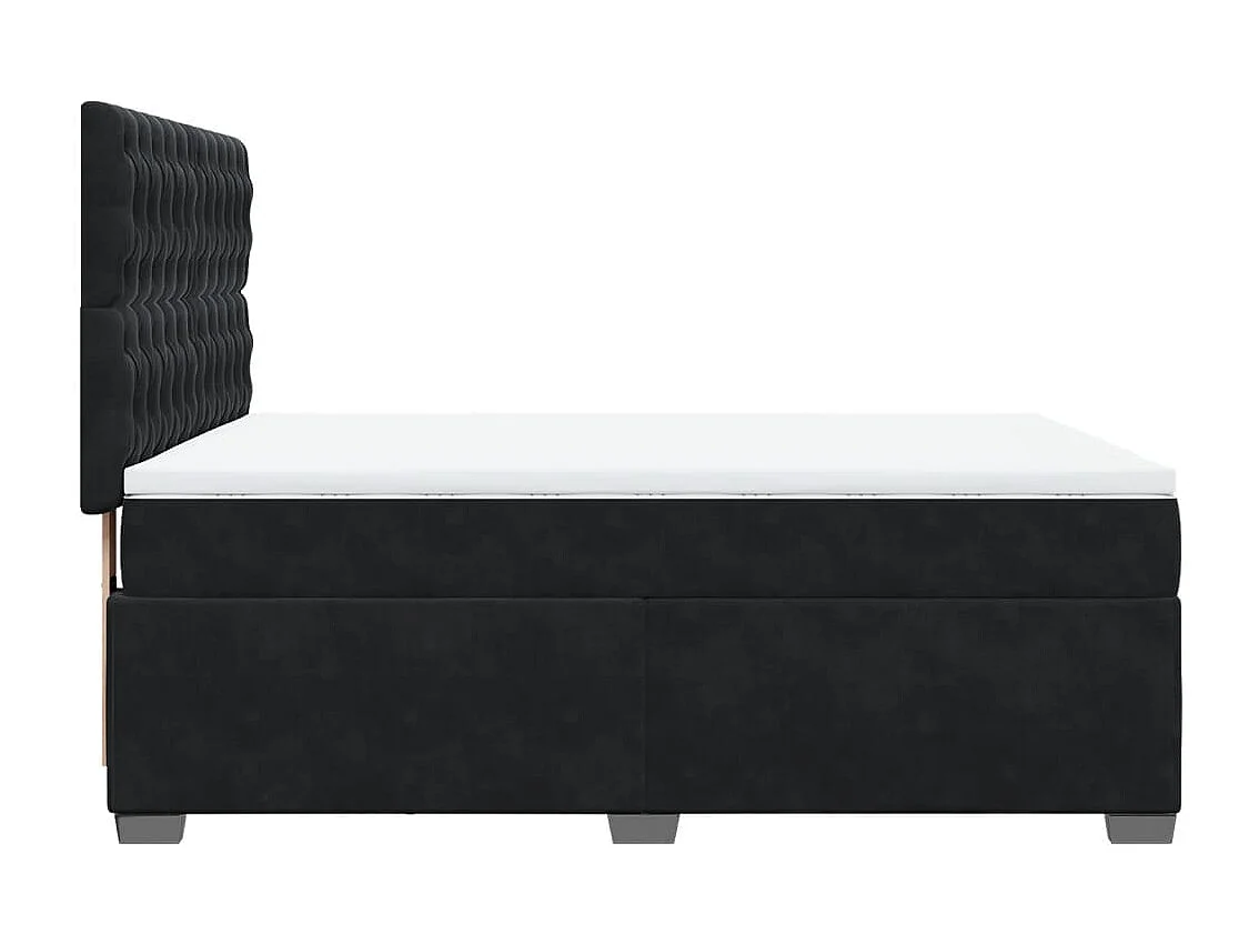 Giroletto a Molle con Materasso Nero 160x200 cm in Velluto