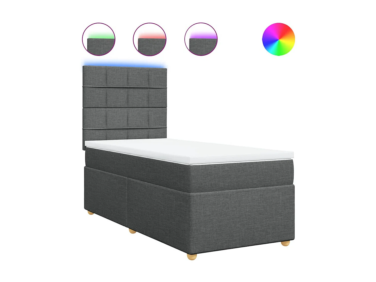 Sommier à lattes de lit avec matelas Gris foncé 90x200 cm Tissu