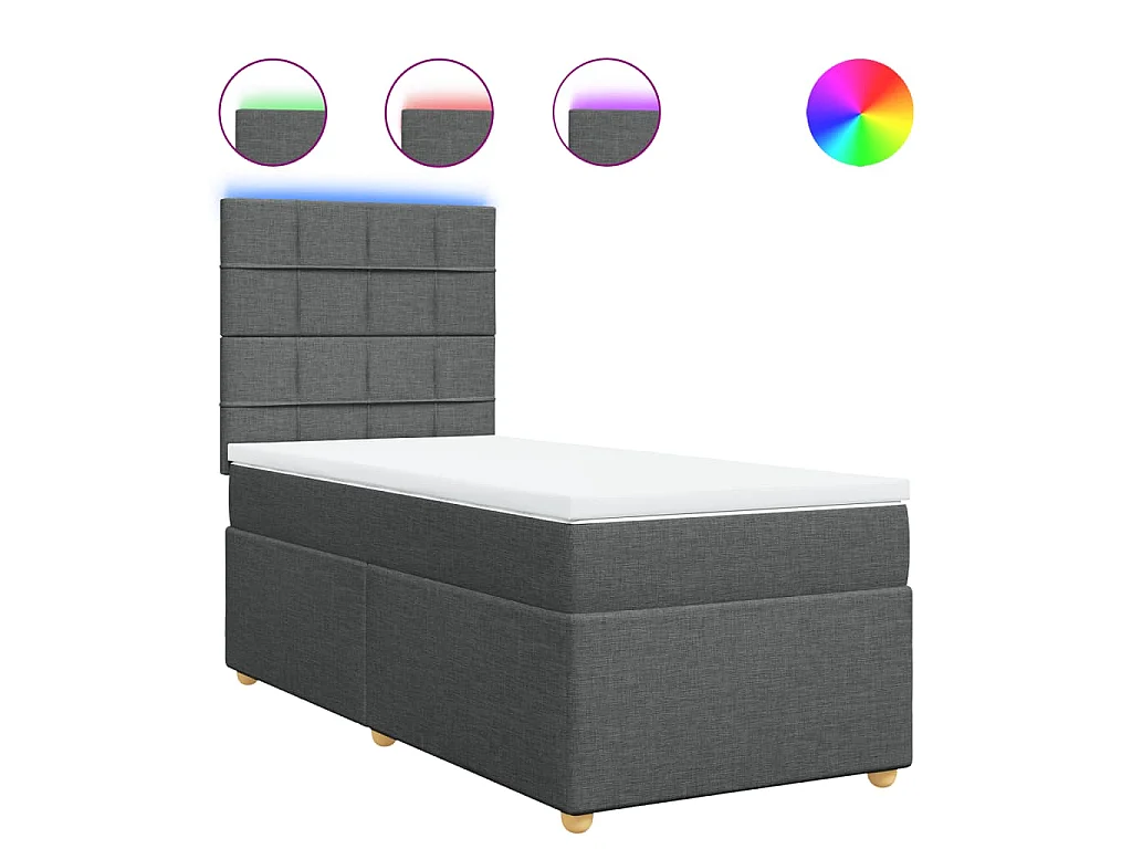 Boxspringbett mit Matratze Dunkelgrau 90x200 cm Stoff