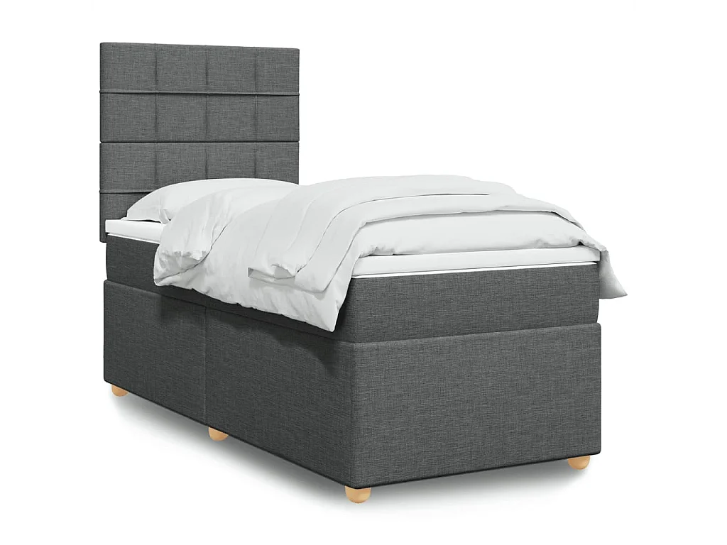 Boxspringbett mit Matratze Dunkelgrau 90x200 cm Stoff