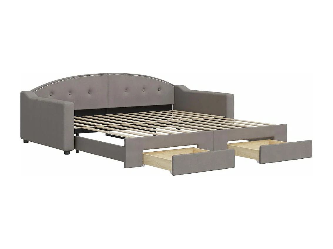 Tagesbett Ausziehbar mit Schubladen Taupe 100x200 cm Stoff