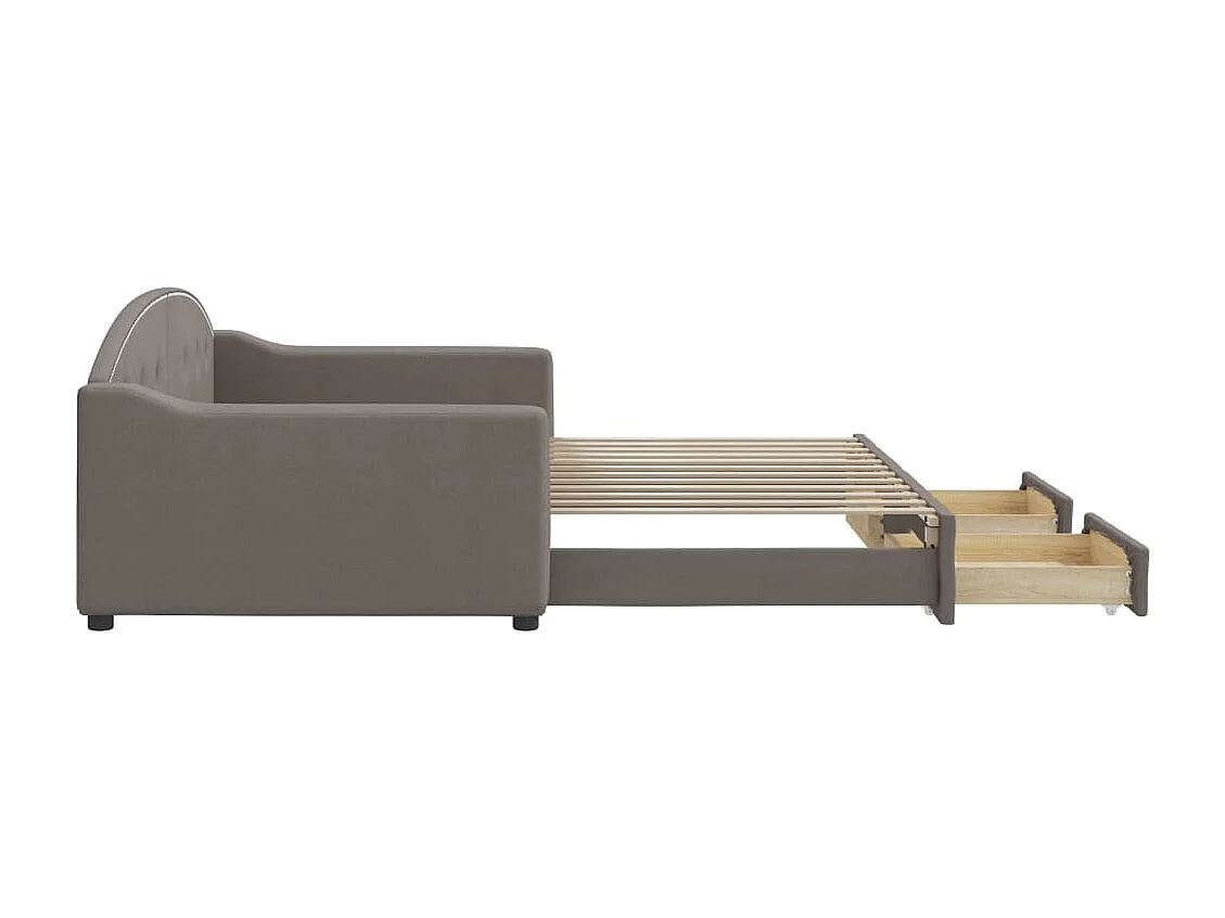Divano Letto Estraibile con Cassetti Tortora 100x200 cm Tessuto