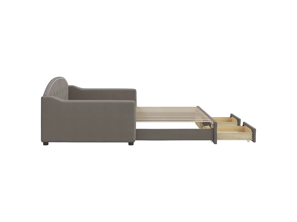 Tagesbett Ausziehbar mit Schubladen Taupe 100x200 cm Stoff