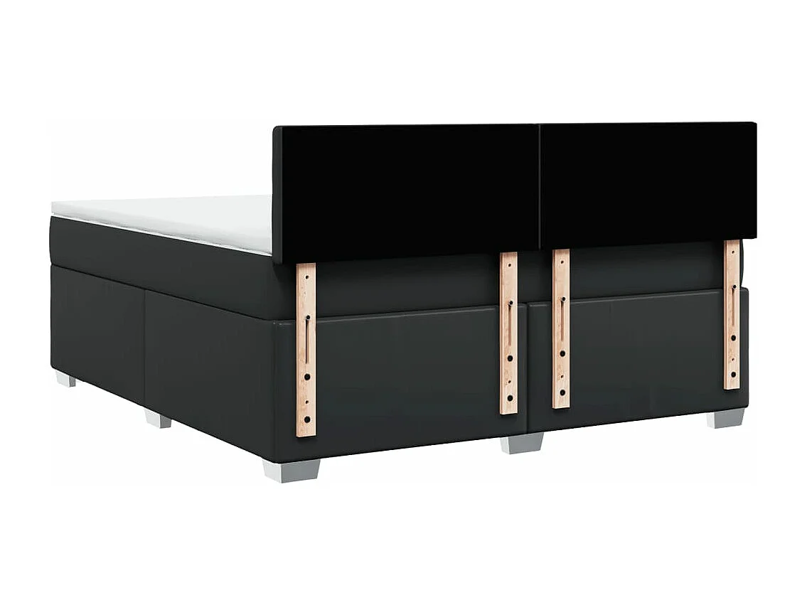 Cama com molas/colchão 180x200 cm couro artificial preto