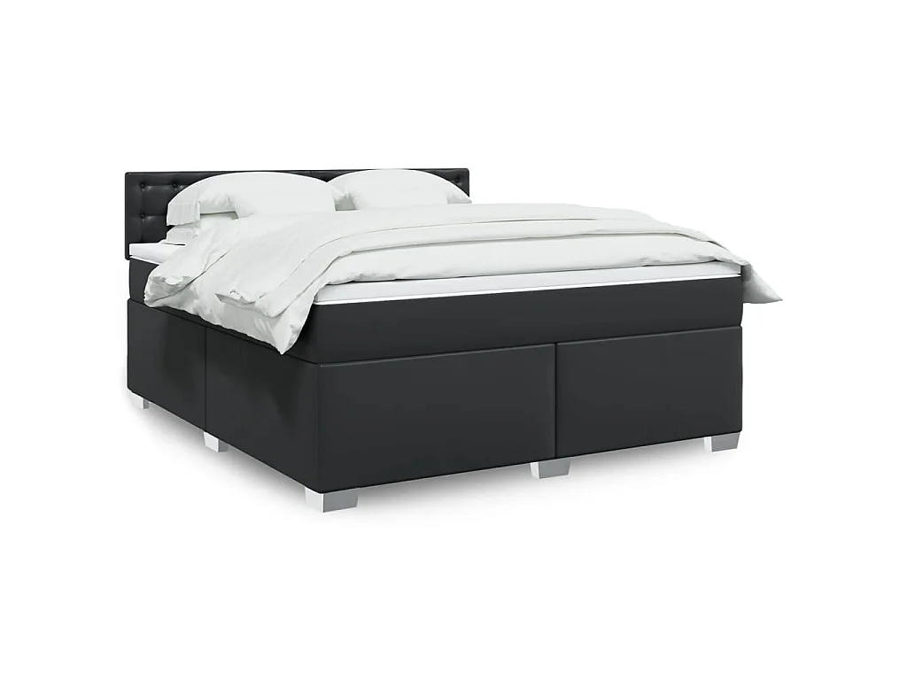 Giroletto a Molle con Materasso Nero 180x200 cm in Similpelle