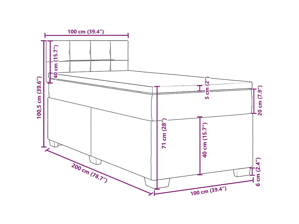 Sommier à lattes de lit avec matelas Gris foncé 100x200 cm