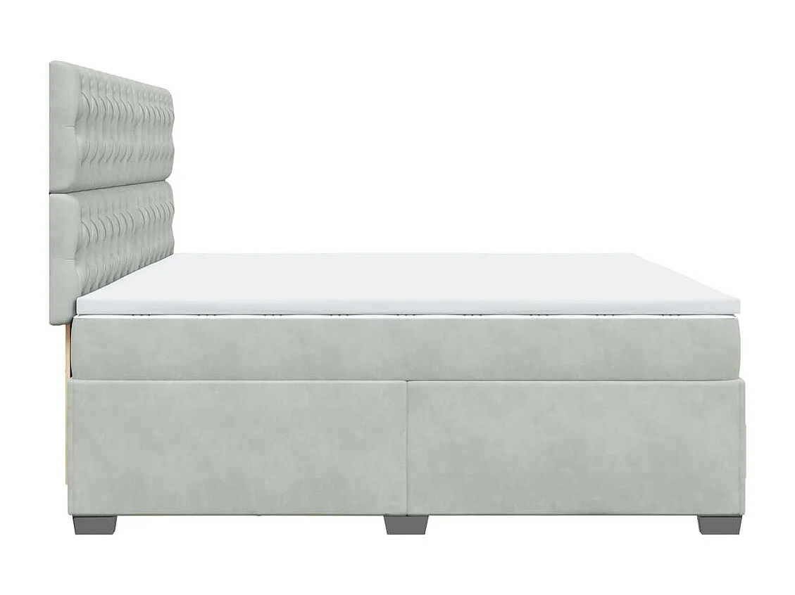 Giroletto a Molle con Materasso Grigio Chiaro 200x200cm Velluto