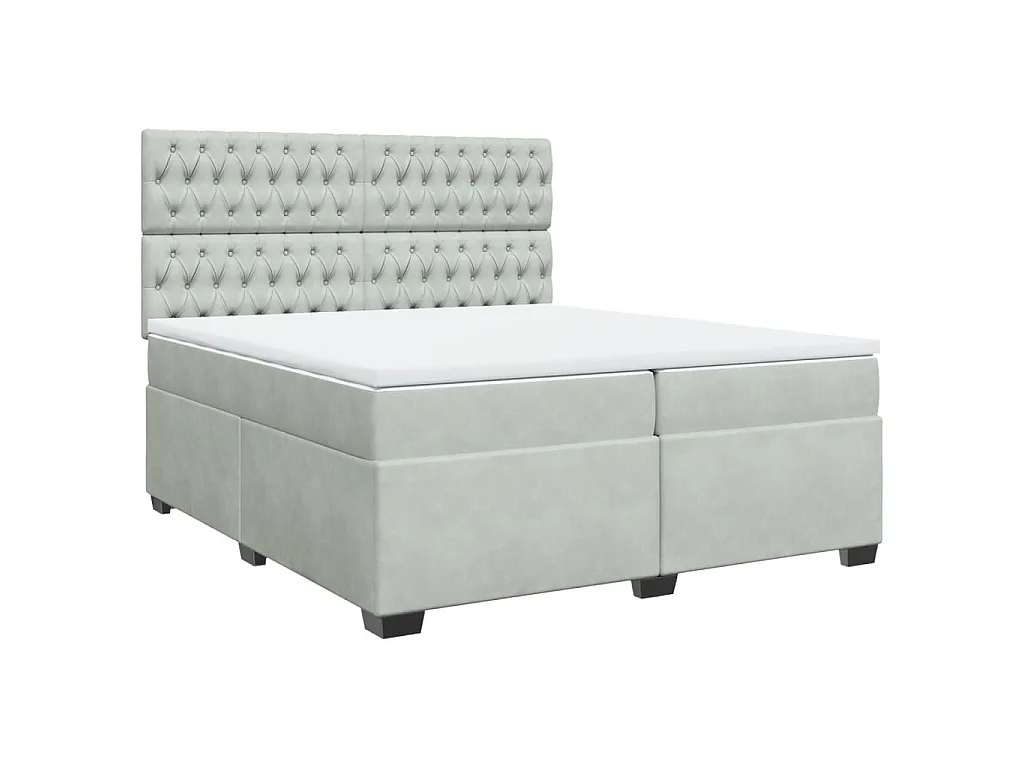Boxspring met matras fluweel lichtgrijs 200x200 cm
