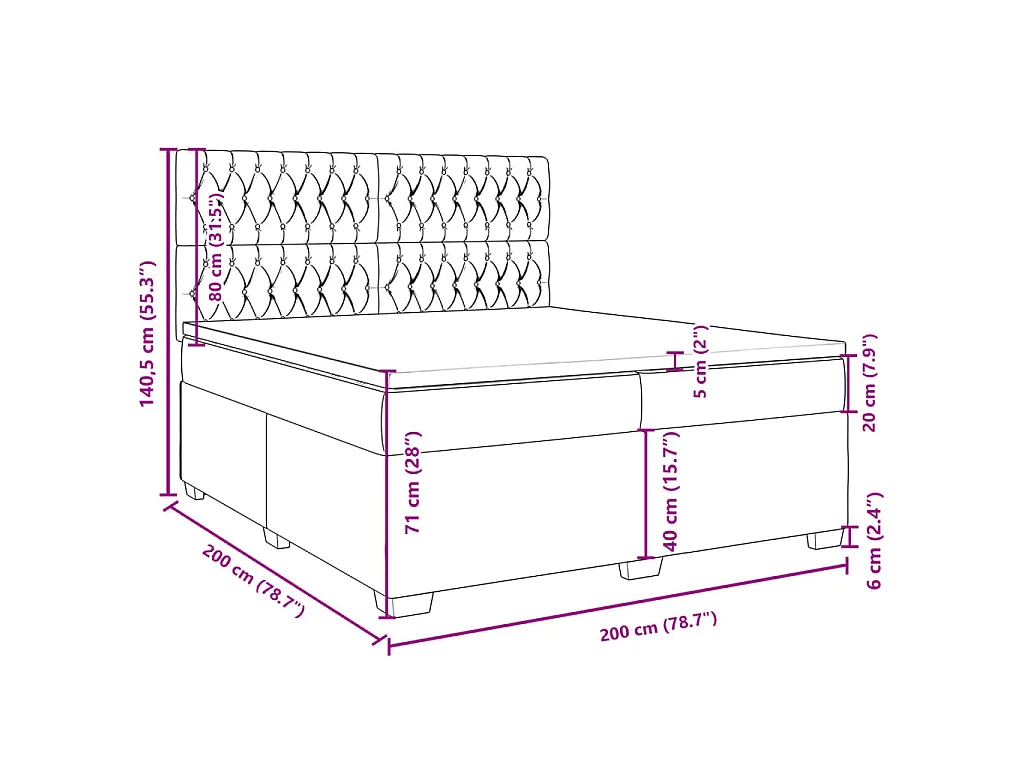 Boxspring met matras fluweel lichtgrijs 200x200 cm