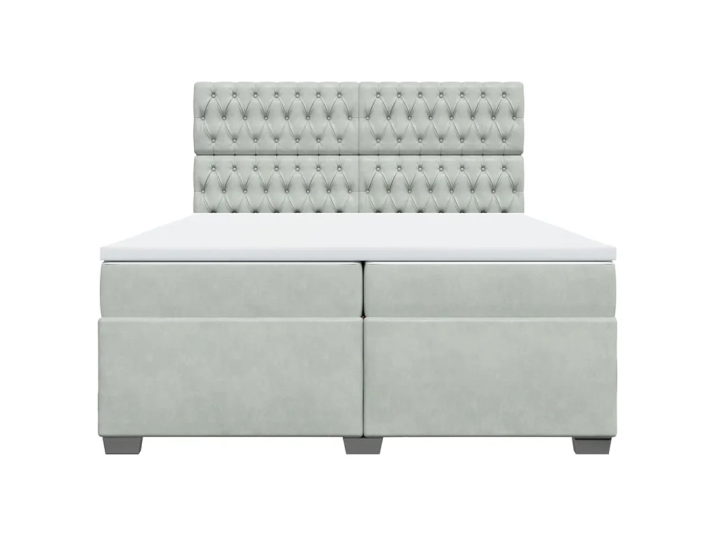 Boxspring met matras fluweel lichtgrijs 200x200 cm