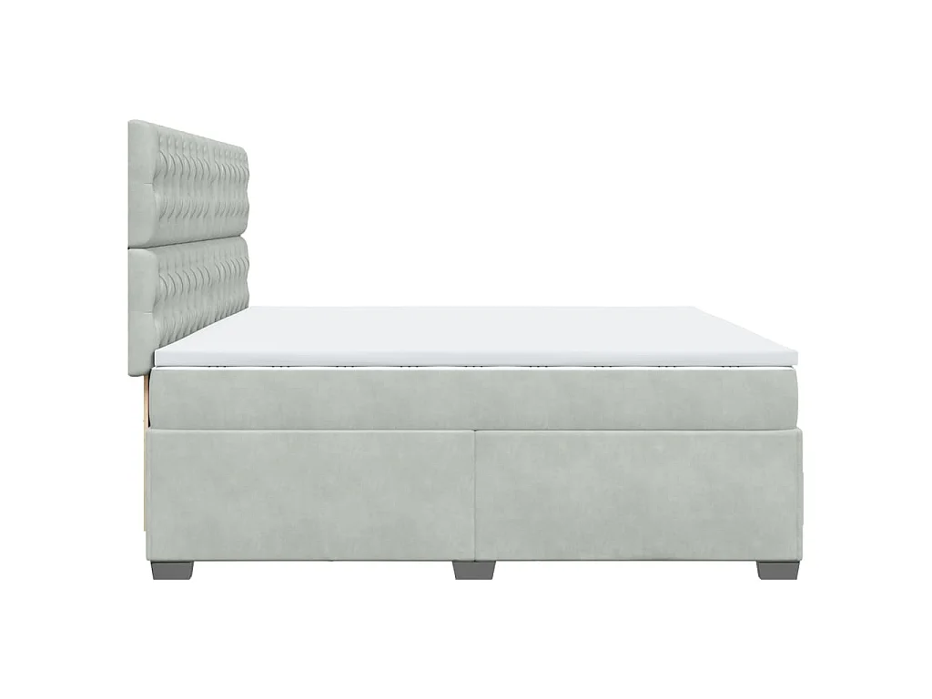 Boxspring met matras fluweel lichtgrijs 200x200 cm