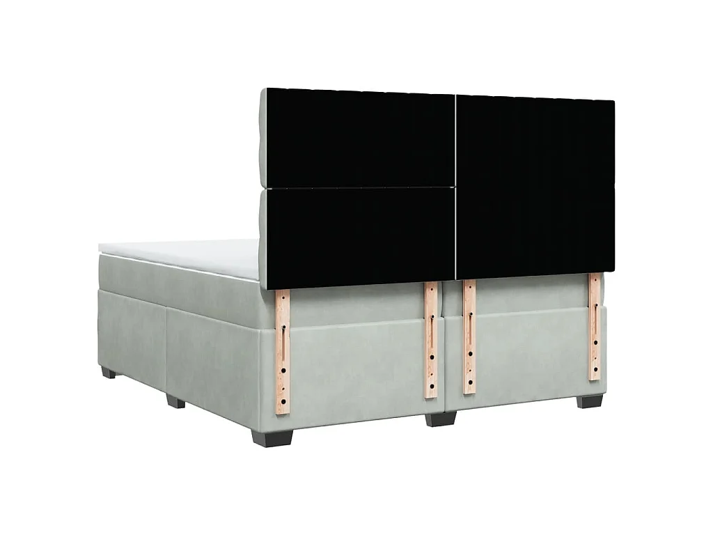 Boxspring met matras fluweel lichtgrijs 200x200 cm