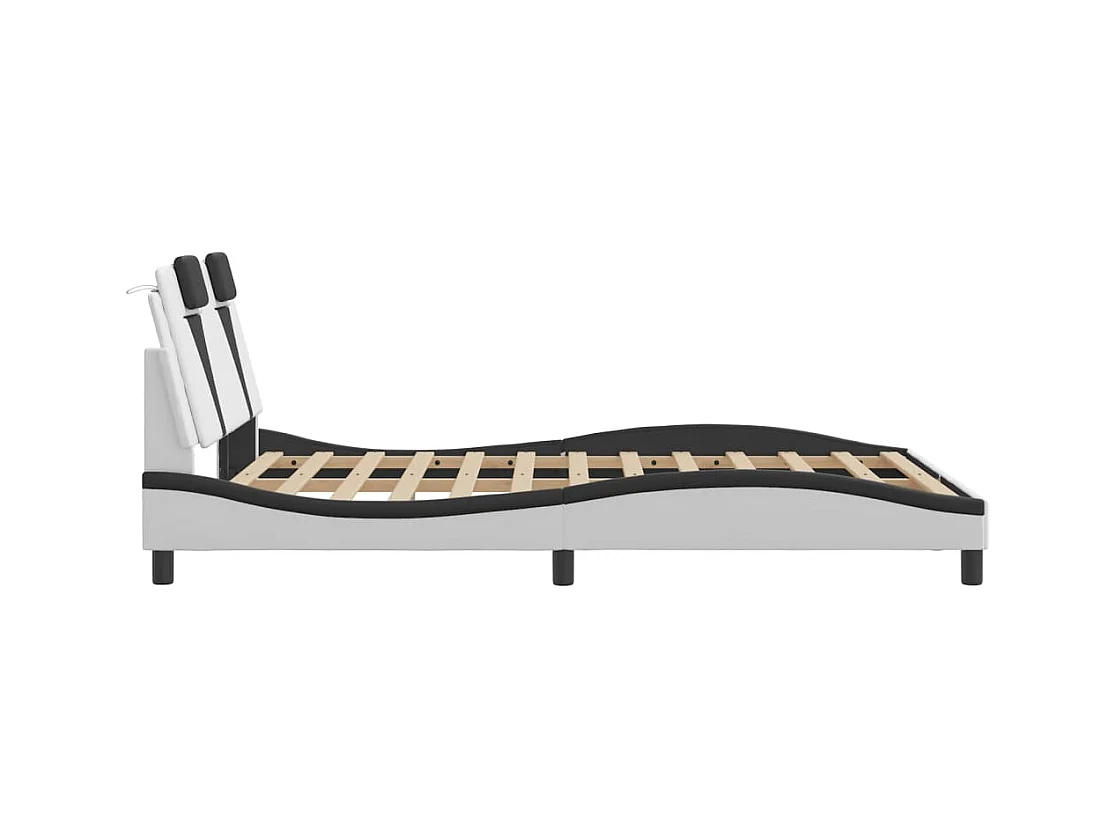 Bedframe "Viana" zonder matras kunstleer wit en zwart 140x190 cm