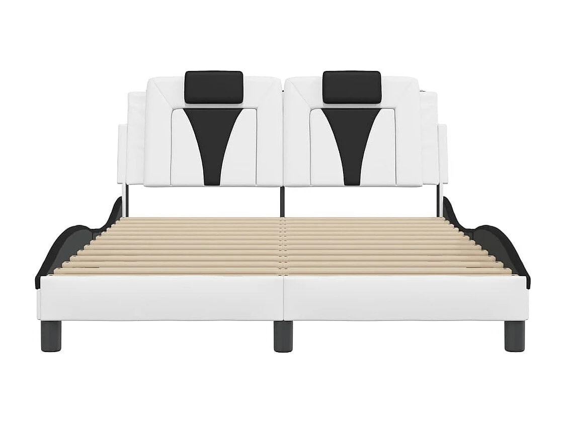 Cadre de lit Viana sans matelas blanc et noir 140x190 cm similicuir