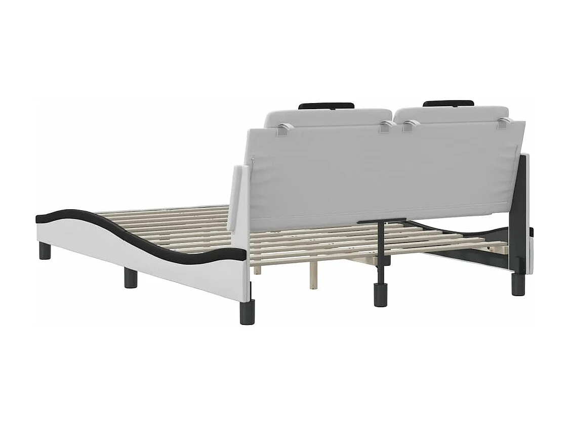 Cadre de lit Viana sans matelas blanc et noir 140x190 cm similicuir