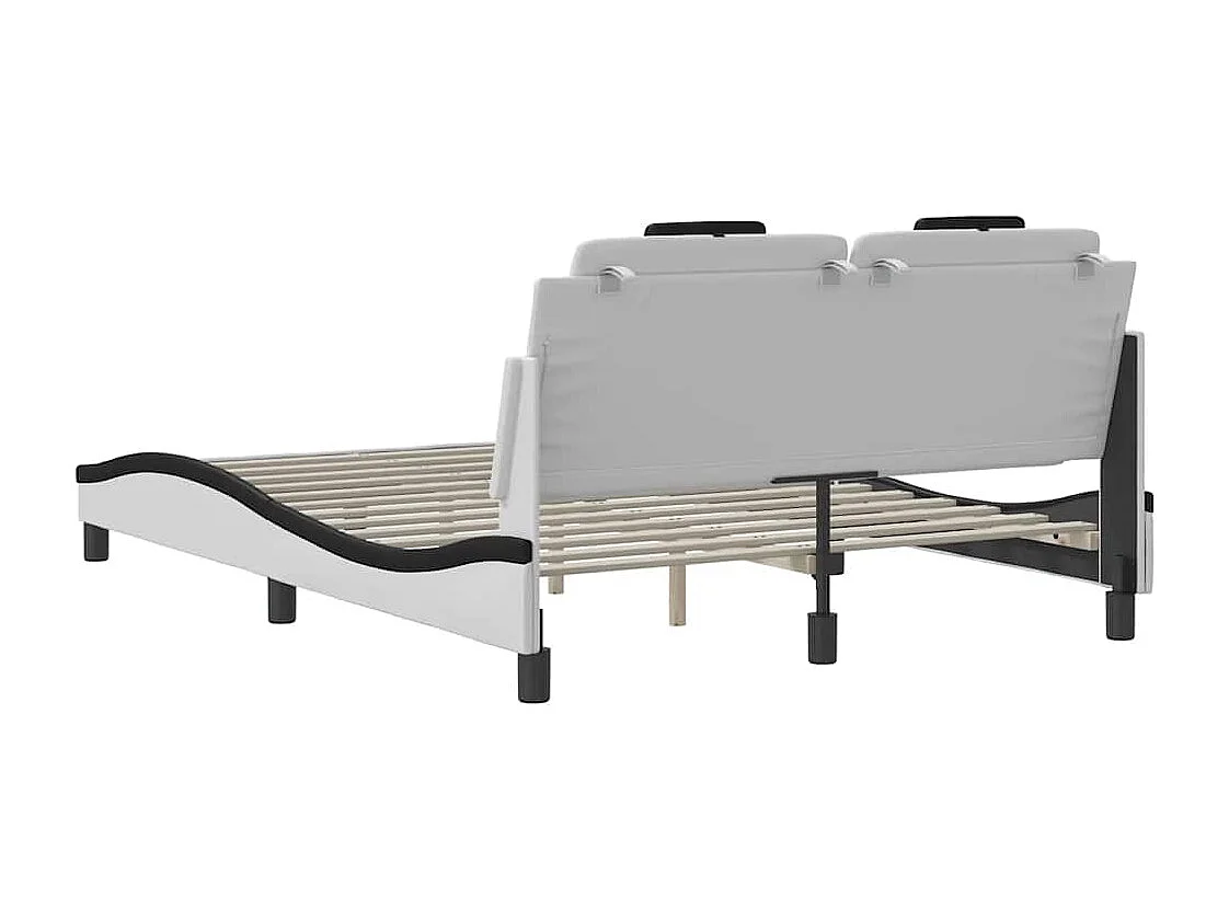 Cadre de lit Viana sans matelas blanc et noir 140x190 cm similicuir