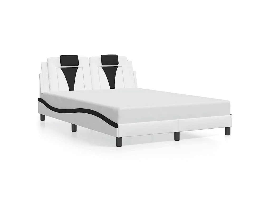 Bedframe "Viana" zonder matras kunstleer wit en zwart 140x190 cm