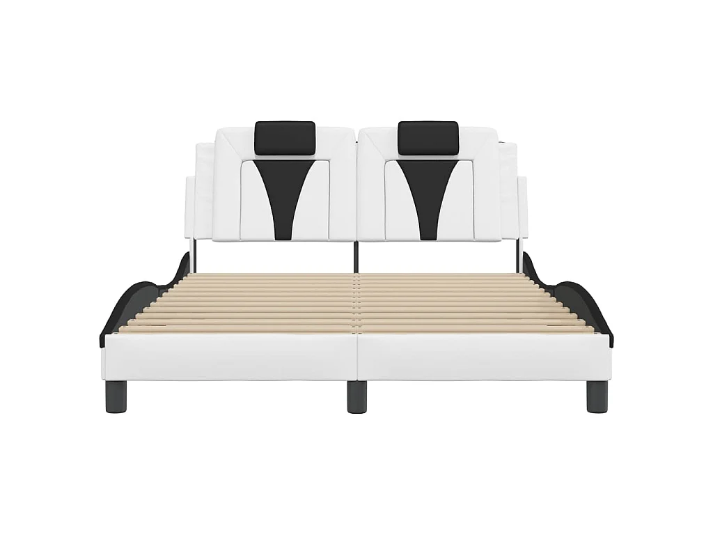 Bedframe "Viana" zonder matras kunstleer wit en zwart 140x190 cm