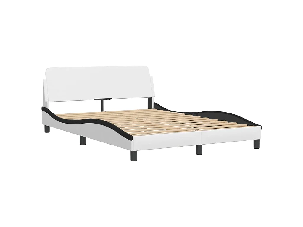 Bedframe "Viana" zonder matras kunstleer wit en zwart 140x190 cm