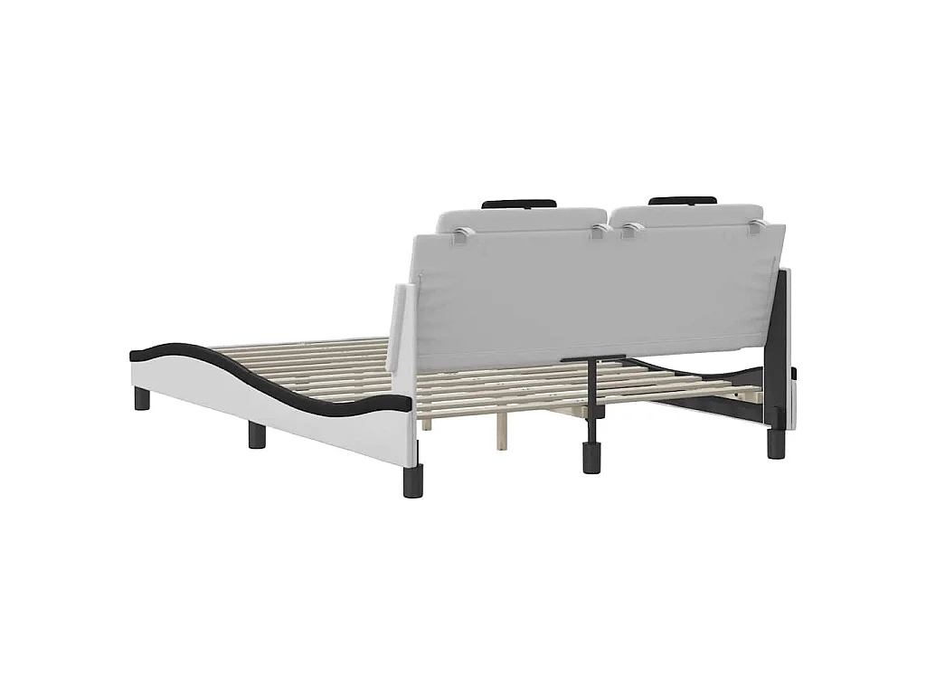 Bedframe "Viana" zonder matras kunstleer wit en zwart 140x190 cm
