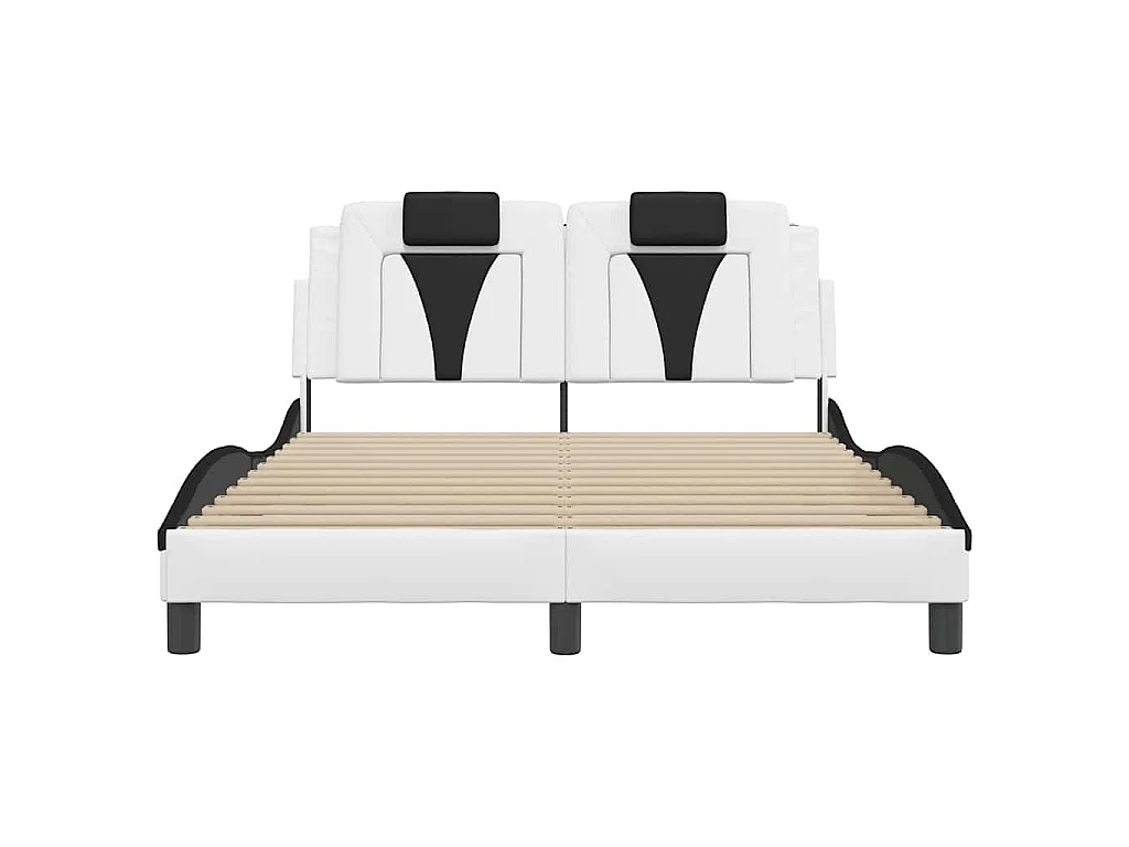 Estructura de cama Viana sin colchón cuero sintético blanco y negro